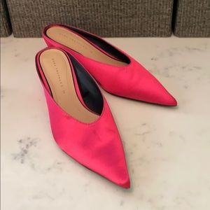 Zara hot pink satin mules